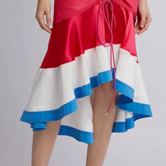 NWT Prabal Gurung Binod Colorblock Striped Fuchsia Hi-Lo Midi Skirt M $1,795 - Picture 11 of 14